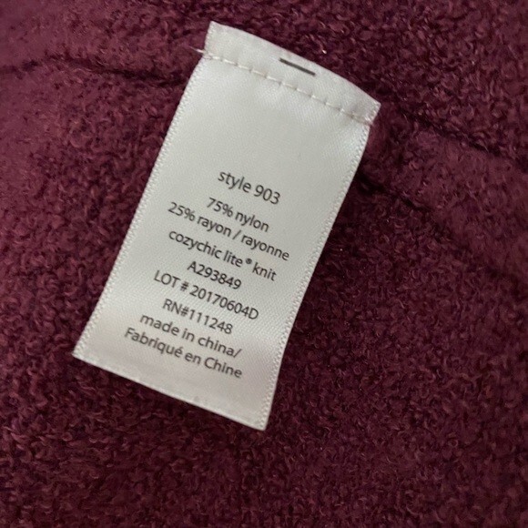 Barefoot Dreams Cardigan Sweater Cozy Chic Lite Plum Purple Open Front Waterfall - Picture 8 of 8